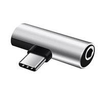 FUXIU 2en1 USB C a 3.5mm Adaptador de Auriculares Portátil Convertidor de Tipo C a Auriculares USB C a Dongle de Audio Auxiliar