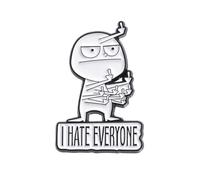 FUXIU Broche cómico de gesto de dedo medio "I Hate Everyone", accesorio lindo pin de dedo medio para ropa y mochilas, Como descripción detallada
