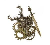 FUXIU Broche de metal para solapa, broche de corbata, broche de pelo steampunk para mujeres y hombres, abrigos, sombreros, accesorios de joyería