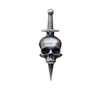 FUXIU - Broche gótico con forma de calavera, diseño de esqueleto de horror con espadas cruzadas para ropa, joyas, Como descripción detallada