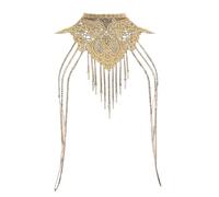 FUXIU Collares de cadena dorada con borlas largas, decoraciones para fiestas, discotecas, cuerpo, cintura brillante, joyería para mujeres y niñas calientes, dorado, As detailed discription