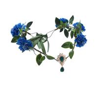 FUXIU Delicada corona de flores de estilo étnico para niñas, cosplay, novia, boda, fiesta, diadema con colgante