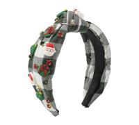 FUXIU Diadema con diseño de cuadros de Navidad, diseño de aro para el pelo, estilo francés