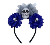 FUXIU Diadema con forma de flor y calavera de imitación para mujer, para fiesta de Halloween, accesorio para el cabello