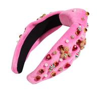 FUXIU Diadema con nudo de perlas de Navidad, estilo barroco, adornada, para adultos, accesorios para el cabello para fiestas de Navidad