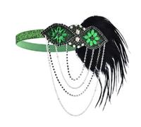 FUXIU Diadema de plumas de los años 20, accesorios para el cabello vintage con lentejuelas