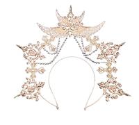 FUXIU Diadema gótica de doble capa para cosplay, alas de ángel, para mujer, para festivales, fiestas, adolescentes, actuaciones