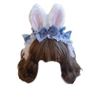 FUXIU Diadema plisada de encaje con forma para niñas, color azul, para tomar fotos, carnaval, fiesta