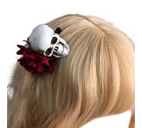 FUXIU Diadema temática de Halloween, diseño de calavera del día de los muertos, velo de flores, diadema para cosplay, disfraz de mujer, decoración para el cabello
