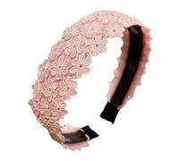 FUXIU Diademas bordadas de ala ancha para mujer, diademas antideslizantes con patrón de flores para niñas, para lavar la cara y deportes