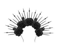 FUXIU Diademas con pinchos para mujer, corona de flores para novia, suministros de fiesta de Halloween, guirnaldas florales, corona, calavera, diademas florales