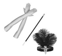 FUXIU Disfraz vintage de los años 20 para mujer, tocado, soporte para cigarrillos, accesorios de fiesta de cosplay