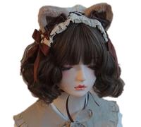 FUXIU Elegante aro de encaje plisado con forma de lazo, bonito soporte para el pelo para tomar fotos, Halloween, fiesta, oso, diadema para adolescentes