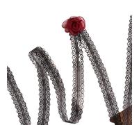 FUXIU Gargantilla de flores ajustable con cinta de encaje para el cuello, collar de clavícula para mujer, elegante collar atado a mano