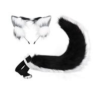 FUXIU Juego de aros para el pelo con forma de oreja de zorros de dibujos animados con cola, soporte para el pelo para cosplay, fiesta, tocado para adolescentes y mujeres