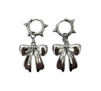 FUXIU Pendientes de nudo de mariposa de plata para mujer, adorno delicado con forma de lazo, adorno de joyería, Como descripción detallada