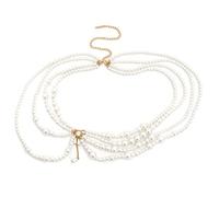 FUXIU Sujetador de perlas con cadena de perlas para el cuerpo, brasier y perlas inferiores, bikinis, perlas, joyería corporal, cadena de pecho sexy, cadena de cintura, Cadena de cintura dorada, As