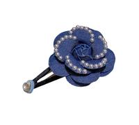 FUXIU Sweet Girls - Pinza para el pelo con forma de camelia con perla blanca y cuerda elástica para el pelo para niñas