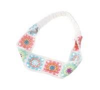 FUXIU Turbante de ganchillo con patrón de flores, bufanda elástica para el pelo, diadema hueca para mujer, accesorio para tomar fotos