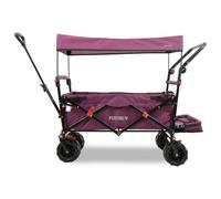 FUXLIFE Beach Handcart FX-CTB800 Purple - Carrito Plegable para Playa y Ocio - Interior Acolchado - Toldo para el Sol - Ruedas Todoterreno para Arena y Terreno - Estable y Plegable