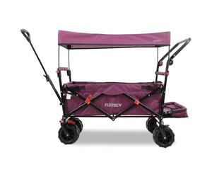 FUXLIFE Beach Handcart FX-CTB800 Purple - Carrito Plegable para Playa y Ocio - Interior Acolchado - Toldo para el Sol - Ruedas Todoterreno para Arena y Terreno - Estable y Plegable