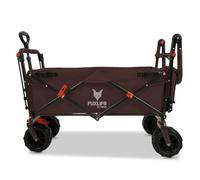 FUXLIFE Carrello da spiaggia FX-CTB800 • Marrone • Pieghevole per famiglia | Ruote larghe per sabbia • Tettuccio parasole amovibile • Volume extra 105L • Portata 75kg • Chiusura compatta e stabile