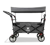 FUXLIFE Carrito Plegable FX-CT700 Gris con Frenos, Asiento Acolchado, asa Ajustable, Carro Resistente para excursiones, jardín y Playa, Plegable y Compacto
