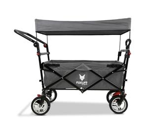 FUXLIFE Carrito Plegable FX-CT700 Gris con Frenos, Asiento Acolchado, asa Ajustable, Carro Resistente para excursiones, jardín y Playa, Plegable y Compacto