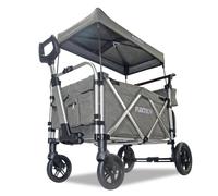 FUXLIFE Carrito Plegable FX-CTL950 • Gris • Capacidad 75kg • Toldo Solar | Ruedas Amortiguadas • Arnés Seguridad 5 Puntos • Interior Acolchado • Bolsa Térmica Integrada • Asa Telescópica Ajustable