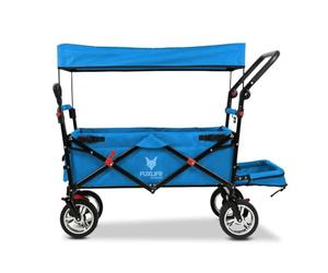 FUXLIFE Handcart FX-CT800 Comfort Plegable - Turquesa - Carro de Transporte Infantil con toldo para el Sol - extensión Interior Acolchada - Ruedas robustas - Carro de Mano Plegable Compacto