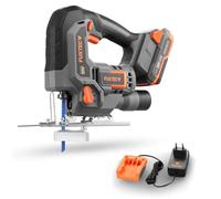 FUXTEC 20V Batería Sierra de calar FX-E1JS20 SET con 1 x Batería 2Ah, 1 x Cargador 1A
