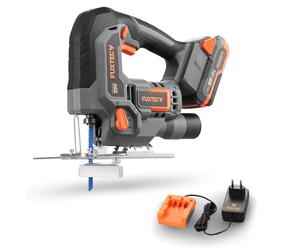 FUXTEC 20V Batería Sierra de calar FX-E1JS20 SET con 1 x Batería 2Ah, 1 x Cargador 1A