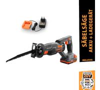 FUXTEC 20V Sierra de sable a batería FX-E1SS20 SET con 1 x batería de 2Ah, 1 x cargador de 1A
