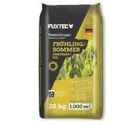 FUXTEC Abono césped primavera verano FX-RDFS20 • 20 kg hasta 500 m² • Favorece crecimiento denso y verde intenso • Liberación controlada • Ideal para mantenimiento estacional