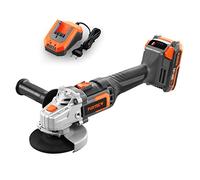 FUXTEC Amoladora angular a batería 20V E1WS20 - incluye batería de 2Ah y cargador de 2,4A - Sin cable, con mango lateral - Diámetro del disco: 115mm, máx. velocidad 7500 r/min.