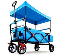 FUXTEC Bollerwagen City CT500, Carro Plegable con Techo UV, con Doble Freno Delantero.- Apto para niños, Ciudad, Campo, Playa o montaña- Tirar o Empujar - Capacidad de Carga 75 kg - Bolsa Trasera
