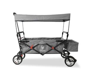 FUXTEC Bollerwagen City CT500, Carro Plegable con Techo UV, con Doble Freno Delantero.- Apto para niños, Ciudad, Campo, Playa o montaña- Tirar o Empujar - Capacidad de Carga 75 kg - Bolsa Trasera