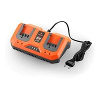 Fuxtec Cargador doble rápido de ion de litio 2,4 A, 70 W, E1LG2A, para batería de 2 Ah y 4 Ah, apto para herramientas de jardín de 20 V, tensión de carga de 20,9 V