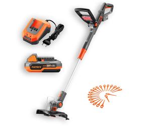 FUXTEC cortabordes a batería de 20V FX-E1RT20 SET con 1 x batería 2Ah, 1 x cargador 2,4A