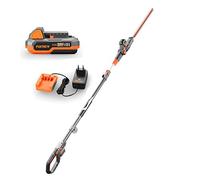 FUXTEC Cortasetos telescópico FX-E1HH20-SET • 20V • con batería • Kit | Cargador de batería incluido • Mango ergonómico • Cabezal inclinable • Gran alcance de trabajo • Cuchillas dobles de corte