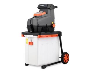 FUXTEC FX-EGH2800B Trituradora eléctrica de jardín 2800W, trituradora de rodillo con marcha atrás, tritura ramas hasta 44 mm, con caja de recogida de 60L y protección contra sobrecarga