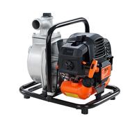 FUXTEC Bomba de agua de gasolina de 2 tiempos 42 cm3 con un caudal de 8000 l por hora y una altura máxima de 30 m, altura máx. de aspiración 8 m - Bomba de jardín, Plata, Naranja, Negro