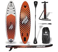 FUXTEC Kit de Tabla de Sup Inflable Naranja Blanco - Tabla de Paddle Surf 320 x 81 x 15 cm con 3 Aletas - Tabla de Turismo con Capacidad de Carga de hasta 150 kg - Incluye Bolsa de Almacenamiento.