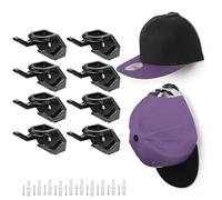 fuxunamz Colgador Gorras, 8 Piezas Soporte Autoadhesivo Para Sombreros, Organizador de Gorras, Soporte Para Gorras de BéIsbol, Gorras, Bufandas y Auriculares (Negro)