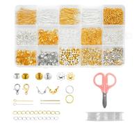 fuxunamz Kit Fabricación Joyas, 1100 Piezas Kit para Hacer Joyas, Que Incluye Cierre de Langosta, Alfiler de Cabeza Plana, Chaveta, Alargador de Cadena, etc, Accesorios para Manualidades