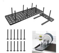 fuxunamz Soporte Platos, Escurridor de Platos, Soporte Tapas Ollas, Organizador de Platos para Guardar y Organizar Tazas, Tapas, Ollas y Sartenes en la Cocina, Organizador Platos Armario Cocina