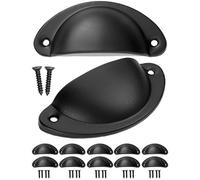 fuxxer® - 10 x Antik tiroirs Poignée de coquillages Noir | Poignée de Coque pour Schieber buffets kommoden Style maison de campagne | 10 Set avec vis Noir