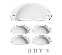fuxxer® - 4 x Antique Poignée de coquillages design rétro | Poignée tiroirs coulissants pour curseur Buffets les tiroirs style maison de campagne | avec vis Lot de 4 Blanc