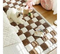 FUYAO FunnyFuzzy - Funda impermeable para sofá para perros, funda de sofá cama para mascotas, diseño cuadrado a cuadros grandes, mantas de color crema para mascotas, ideal para gatos y perros grandes