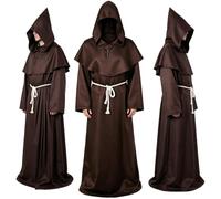 FuYelng 4 Piezas Disfraz de Monje Medieval Adulto, Traje Religioso Hombre
